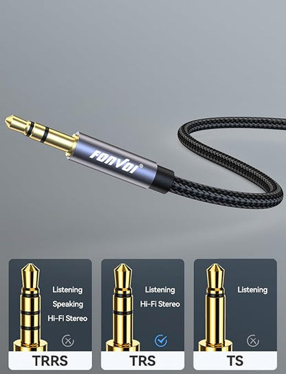 FONVOi15FT 3.5mm Aux Jack Audio Extension Cable,Male to Female,TRS Headphone Extension Cable Compatible with Heaphone, MP3 Players iPhone iPad Tablets Media Player