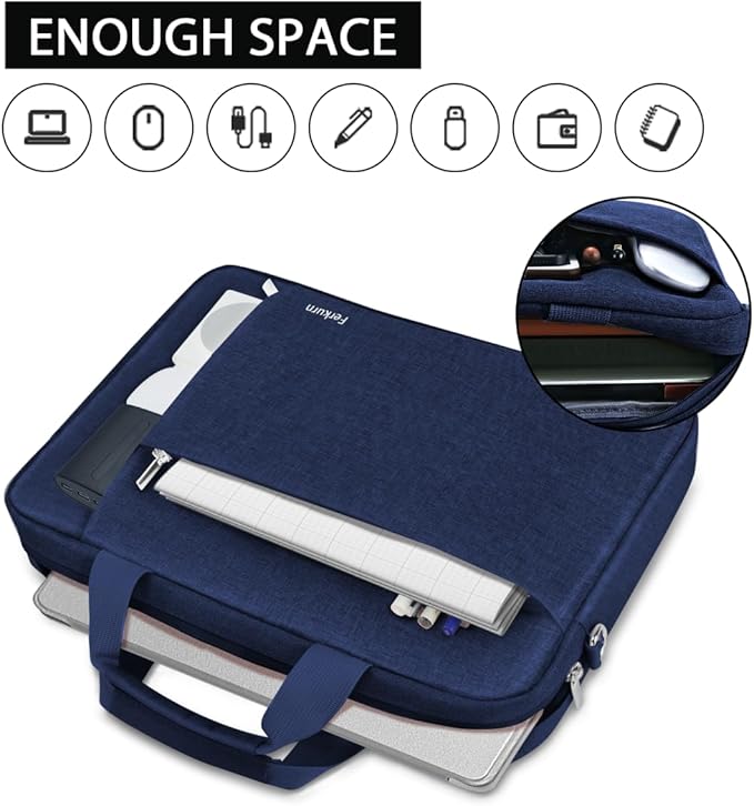 Ferkurn Laptop Bag Case for Women Men Computer Bag Compatible with HP Envy Pavilion Omen/LG Gram/MSI/Dell Inspiron XPS/Lenovo/Acer, Shoulder Strap Carrying Messenger Briefcase, Blue, 17 17.3 Inch
