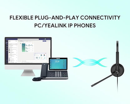 UH34 USB Headset with Microphone for PC Laptop,Wired Headset,On-Ear Headphones with Noise-Cancelling Microphone UH34 Dual UC