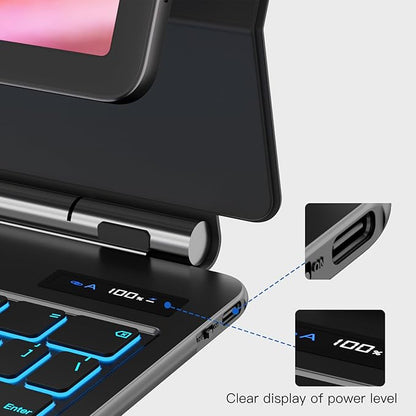 Magentic Keyboard Case for Samsung Galaxy Tab S10+/ S9+ /S9 FE+/S8+/S7+/S7 FE 12.4", 7 Color Backlit Wireless Bluetooth Magic Keyboard Case Cover Stand,Multi-Touch Trackpad,LED Power Display