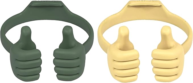 Honsky Cell Phone Stand Holder 2-Pack,Thumbs Up Lazy Phone Stand,Universal Adjustable Flexible Dock for All Phones,Perfect Valentine's Day Gifts for Him/Her,Gifts for Couples,Dark Green/Light Yellow