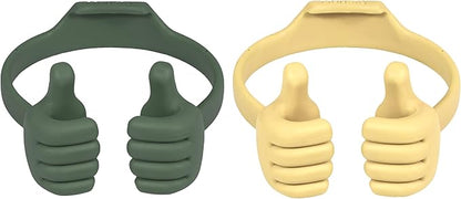 Honsky Cell Phone Stand Holder 2-Pack,Thumbs Up Lazy Phone Stand,Universal Adjustable Flexible Dock for All Phones,Perfect Valentine's Day Gifts for Him/Her,Gifts for Couples,Dark Green/Light Yellow
