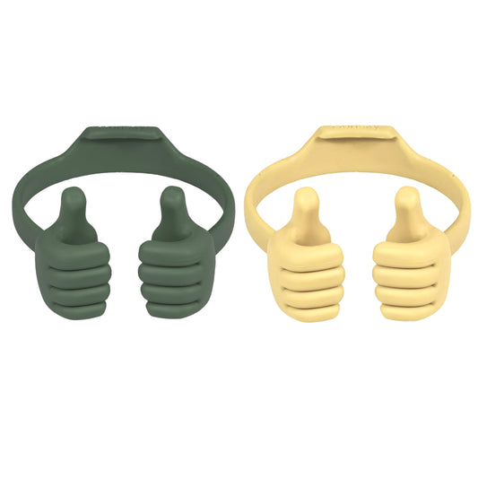 Honsky Cell Phone Stand Holder 2-Pack,Thumbs Up Lazy Phone Stand,Universal Adjustable Flexible Dock for All Phones,Perfect Valentine's Day Gifts for Him/Her,Gifts for Couples,Dark Green/Light Yellow
