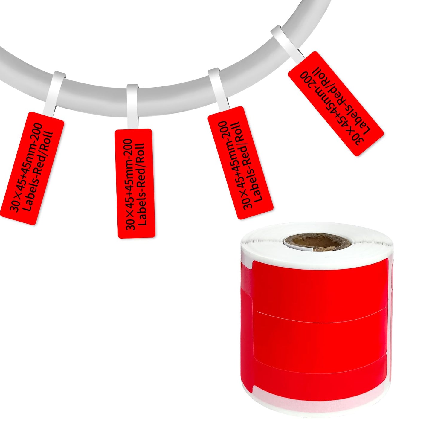 200 Pcs Cable Labels - Waterproof Wire Cord Label, Tear Resistant Wire Labels, Self Adhesive Cord Organizing Label, for Cable Management, Compatible with PUQU AQ20 Label Makers(Red) 30 * 90mm