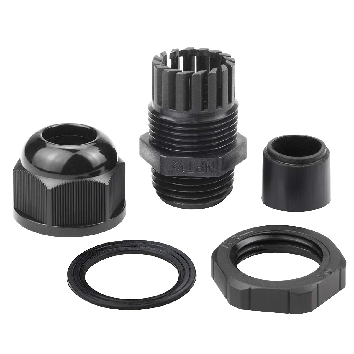 XHF 5 Pcs 3/4" IP68 Strain Relief Nylon Cord Grip NPT Cable Glands Adjustable UL Listed and RoHS Compliant (Black)