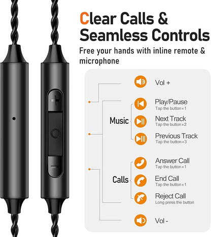 Vibes 202ML Wired Earbuds - HiFi in Ear Headphones for iPhone 5–14, Noise-Isolating Ear Buds w/ Mic - Clear Sound, Deep Bass, Comfort-Fit Earphones - MMCX–Lightning, Silver Plated Cord, Carrying Case