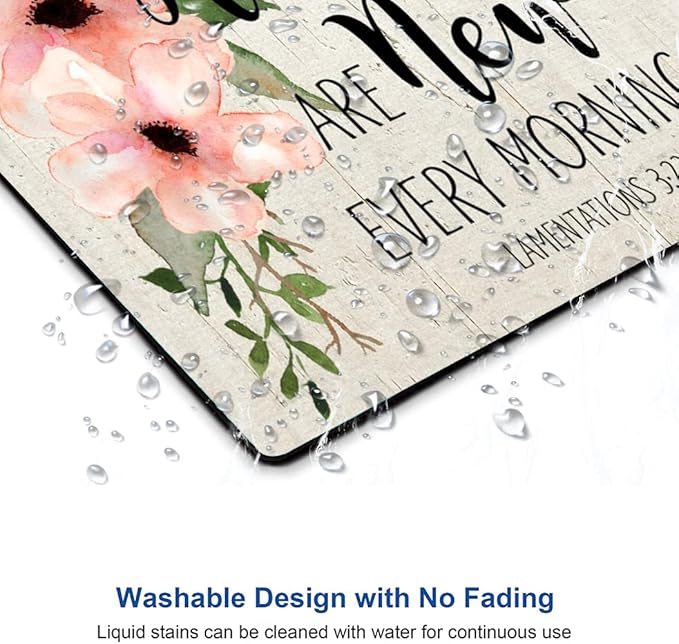 Hokafenle Square Mouse Pad, Inspirational Quote Mouse Pad with Floral Design, Motivational Mouse Mat Waterproof Mousepad Non-Slip Rubber Base Mouse Pads for Office Laptop