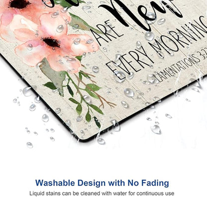 Hokafenle Square Mouse Pad, Inspirational Quote Mouse Pad with Floral Design, Motivational Mouse Mat Waterproof Mousepad Non-Slip Rubber Base Mouse Pads for Office Laptop