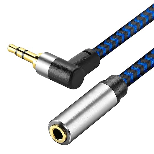 3.5mm Male to Female Extension Stereo Audio Extension Cable 6FT, Cotton-Braided Audio Extension Cable 6ft, Stereo Jack Cord for Phones, Headphones, Speakers, Tablets, PCs and More