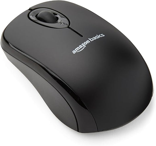 Amazon Basics 2.4 GHz Wireless Optical Computer Mouse with USB Nano Receiver, Portable, No Wires, Smooth Tracking, Multi-Device Compatibility, Black