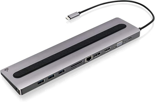 IOGEAR USB-C 8-Port Low Profile Docking Station - 4K 30Hz - 1 HDMI - 1 DisplayPort - 1 VGA - 1 Ethernet - 3 USB 3.0 A Ports - 1 USB-C 100W Charging Only - Power Adapter Not Included — GUD3C02B