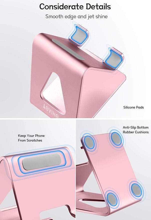 Desk Cell Phone Stand, Phone Holder, Desktop Phone Cradle Dock for iPhone 14 13 12 pro 11 X Xs max 8 7 6 6s Plus SE 5 5S Samsung All Smart Phones,Pink