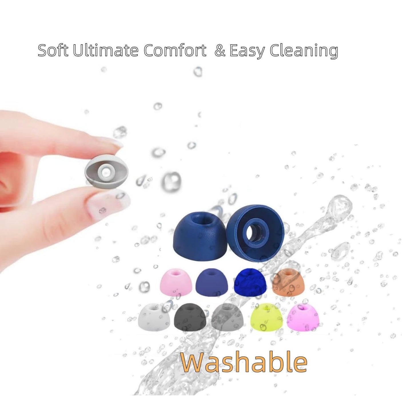 Aginkgo Replacement Ear Tips for Beats Fit Pro, Beats Studio Buds+, Beats Studio Buds, Beats Solo Buds Silicone Earbuds Washable Noise Isolation, Fit in The Charging Case, 6 Pairs S/M/L (Tidal Blue)