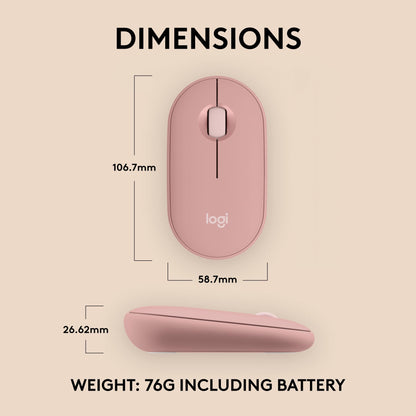 Logitech M350s Pebble 2 Bluetooth Wireless Mouse - Tonal Rose