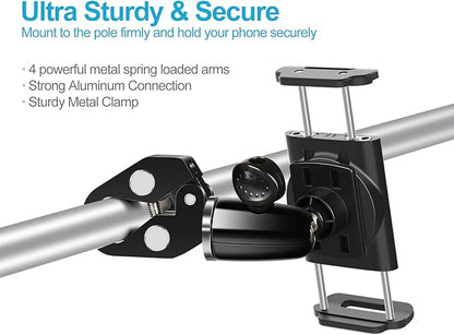 elitehood 360 Swivel Tilt Phone Holder and Mount, Adjustable for Music Boom Mic and All iPhone, Android Cell Phone