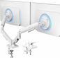 VIVO Dual Monitor up to 32 inches and 19.8 lbs per Screen, Mechanical Arm Desk Mount, Articulating Counterbalance, VESA Stand, Classic, White STAND-V002OW