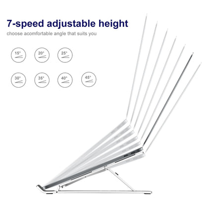 weourwe Ergonomic and Foldable Laptop Stand for Desk, Adjustable Riser, Fits All Laptops and Notebooks up to 17,Ultra-Thin,Ventilated Cooling,ABS+Silicone,Silver.