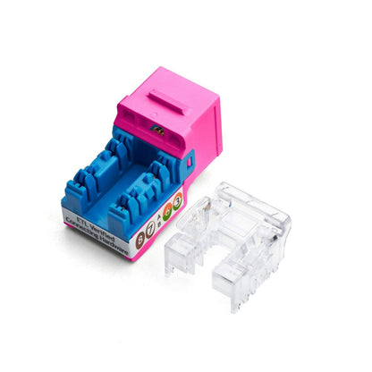 TRUE CABLE Cat5e Keystone Jack, Unshielded (UTP), 90 Degree Punch-Down, PoE++ (4PPoE) 100W,UL Listed, ETL Verified, ANSI/TIA Certified, Modular RJ45 Female, Pink, 48 Pack