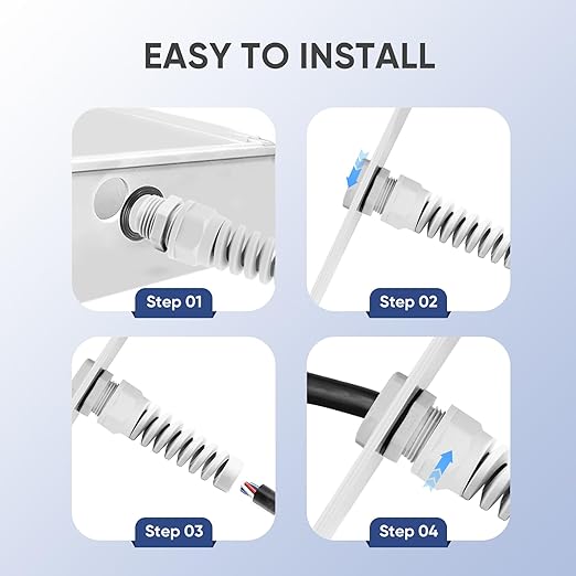 Strain Relief Cord Connector,LISTENJIALE 2Pcs NPT 1/2" Waterproof Cable Gland Flex Spiral Strain Relief Adjustable 6-12mm Cable Connector Nylon Joint with Gaskets(Grey)
