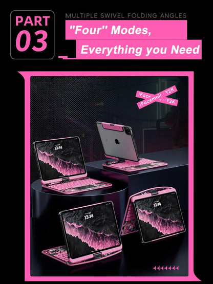 Transparent Case with Wireless Keyboard for iPad Air 13 Inch (M3/M2, 2025/2024), 7 Colors Backlight, Multi-Touch Trackpad, 360° Rotating Stand with Pencil Holder for iPad Pro 12.9 Inch (6/5/4/3 Gen)