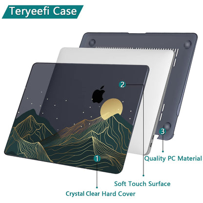 Teryeefi MacBook Pro 13 Inch Case, Hard Shell, Keyboard Cover, Screen Protector, A2338 A2251 A2289 A2159 A1989 A1706, Landscape
