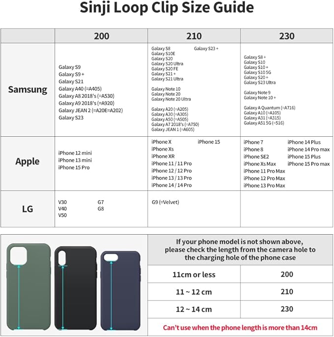 Sinjimoru C-Shaped Clip Finger Phone Grip, Silicone Loop for iPhone Case & Samsung. Black 230