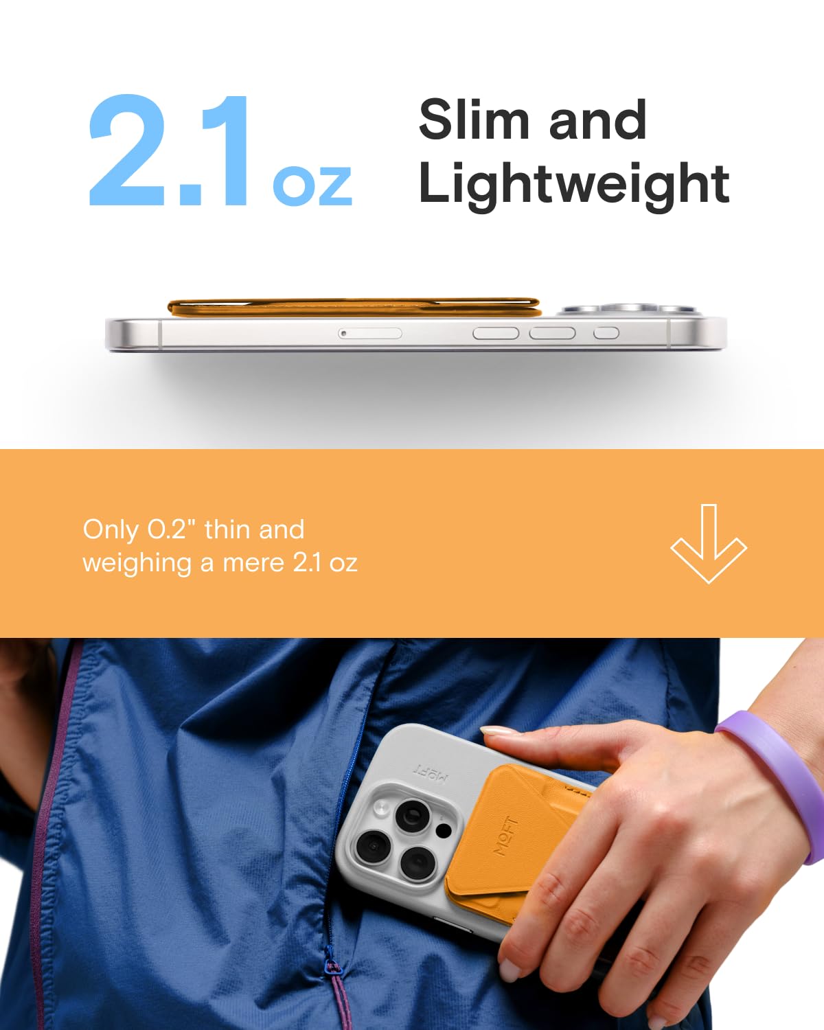 MOFT Magnetic Wallet Stand Compatible with iPhone 17/16/15/14/13/12 Series, Angle Adjustment & Magsafe Compatible MOVAS Phone Stand,Orange