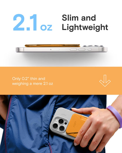 MOFT Magnetic Wallet Stand Compatible with iPhone 17/16/15/14/13/12 Series, Angle Adjustment & Magsafe Compatible MOVAS Phone Stand,Orange