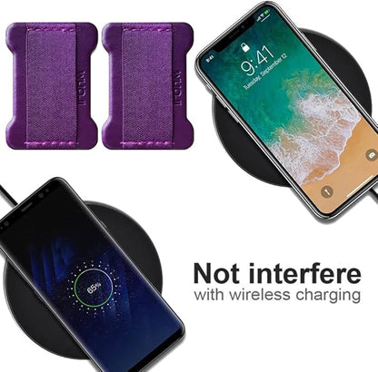 Universal Phone Grip for Smartphones - Phone Holder for Hand for Back of Phone - Wireless Charging Compatible (Black Purple) -2PC