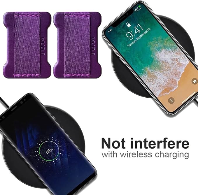 Universal Phone Grip for Smartphones - Phone Holder for Hand for Back of Phone - Wireless Charging Compatible (DeepPurple) - 2Pack