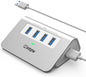 Intpw USB 3.2 Hub,Aluminum 4 Port USB Splitter 10Gbps with 2 USB C/USB A 3.2 Data Ports, 3.3ft Cable, USB HUB for PC/Laptop/Xbox/FlashDrive/Printer/Camera/Keyborad/Mouse