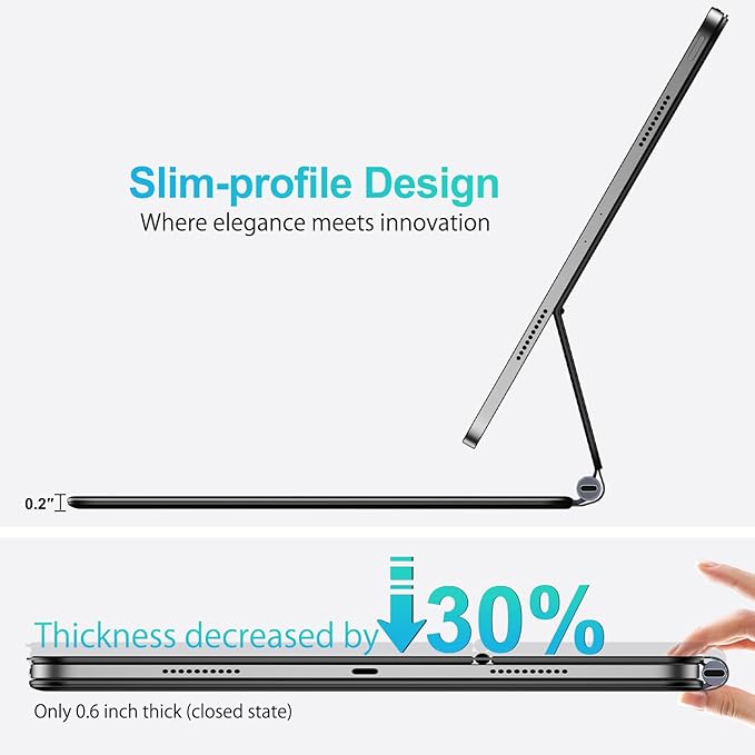 Keyboard Case for iPad Pro 11 Inch (M4) 2024, Ultra-Slim Magic Keyboard with Multi-Touch Trackpad, 7 Colors Backlight, Floating Cantilever Stand, BluetoothKeyboard for iPad Pro 11 M4, Black