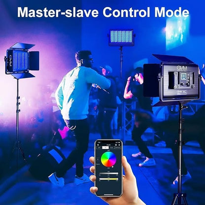 GVM 65W RGB Video Light with Softbox, 1300D LED Video Lighting Kit, 25000lux/0.5m, 360° Full Color Photography Lighting Kit, 3 Packs Led Panel Light for YouTube, Web Conference, Streaming