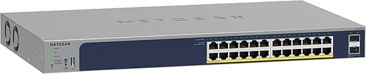 NETGEAR 26-Port PoE Gigabit Ethernet Smart Switch (GS724TP) - Managed, 24 x 1G, 24 x PoE+ @ 190W, Optional Insight Cloud Management, Desktop or Rackmount