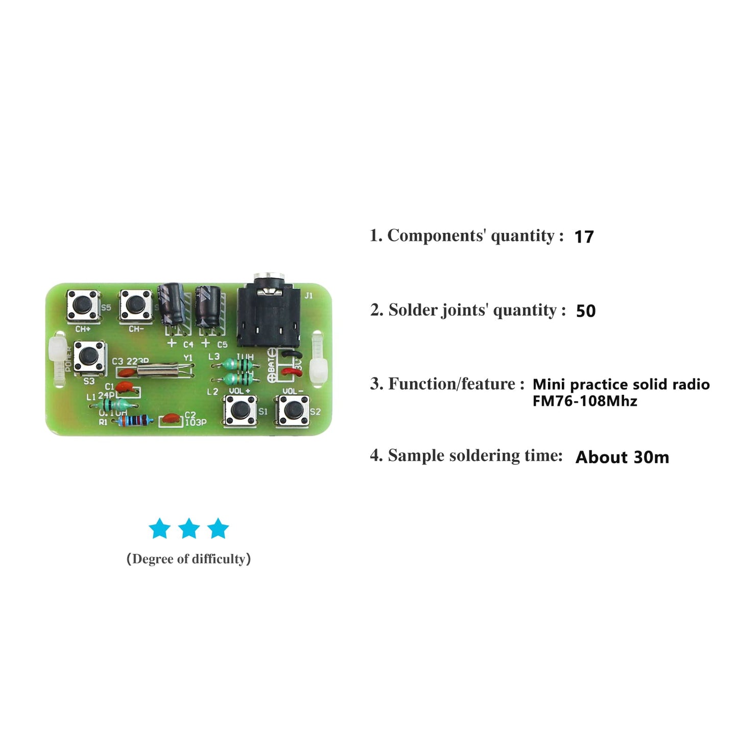Yidab Soldering Practice Kit DIY Stereo Radio Plug-in Circuit Kit Learn Soldering Kit for Beginners