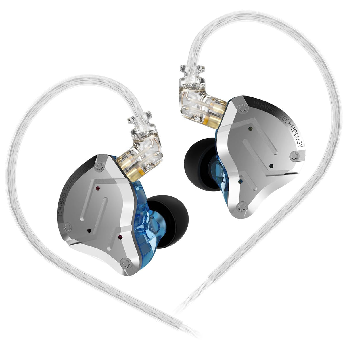 KZ ZS10 Pro in Ear Monitor,Bass KZ Earbuds,4BA 1DD Wired Earbuds Headphone Multi Driver IEM Earphone for Systerm,IEM Headphone on Stage in Ear Monitor for Singer Guitarist (Glare Blue, No Mic)