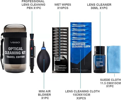 VSGO Professional Camera Lens Cleaning Kit for Canon, Nikon, Sony, Pentax DSLR Lenses - Includes Lens Pen, Air Blower, and Fluid (DKL-15D)