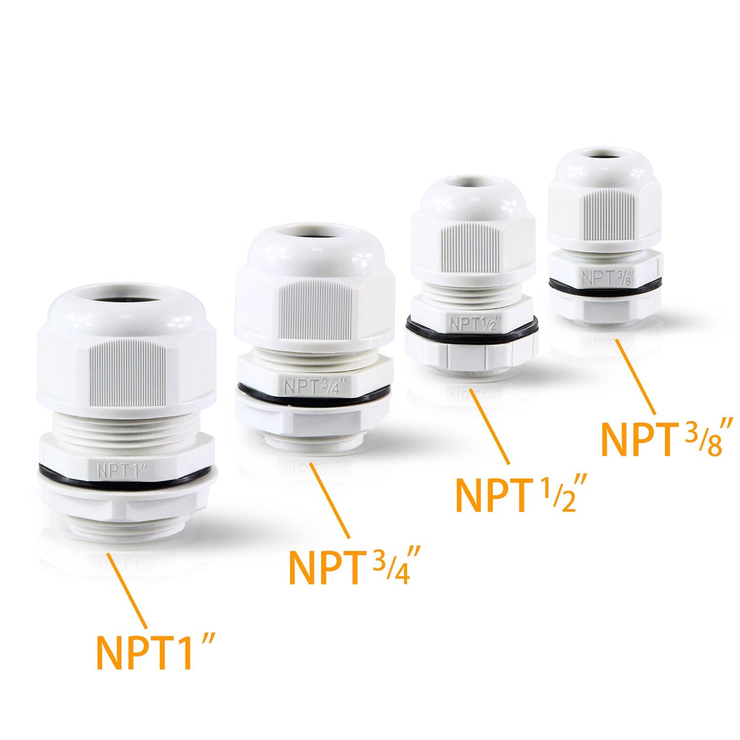 XHF 2 Pcs 1" IP68 Strain Relief Nylon Cord Grip Waterproof NPT Cable Glands Adjustable UL Listed and RoHS Compliant (Grey)