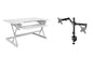 Rocelco 32" Height Adjustable Standing Desk Converter - Sit Stand Computer Workstation Riser - Dual Monitor Retractable Keyboard Tray Gas Spring Assist - Black (R EADRB2)