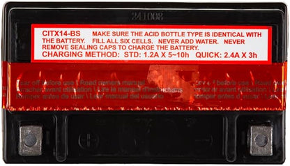 Interstate Batteries YTX14-BS 12V 12Ah Powersports Battery 200CCA AGM Rechargeable Replacement for Motorcycles, ATVs, UTVs, Scooters, Snowmobiles (CITX14-BS)