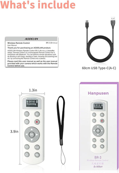 Hanpusen Rechargeable Camera Remote Control - Wireless Shutter Release with OLED Screen Compatible with Nikon Z6lll, Z30, Z50, Z50ll, Zfc, Zf,Z6II,Z7II,B600,P1000,P950；Replaces ML-L7