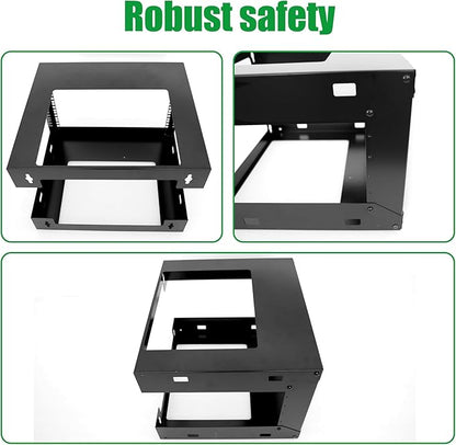 6U Wall Mount Open Frame 19 Inch Server Equipment Rack Wall Mountable Heavy Duty Design - Holds All Networking & AV Gear - Open Frame Includes 2 1U 12in Vented Shelves & Mounting screws (WALL RACK 6U)