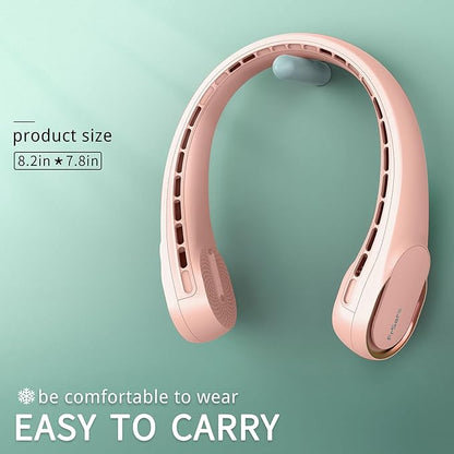 FrSara Neck Fan, Portable Personal Fan Strong Wind, 5200mAh, Air Volume,360° Cooling, No Hair Twisting, Air Volume On 2 Sides, Non-Slip, Quick Charge, Long Use Time, Gift for Women, Men, Birthday