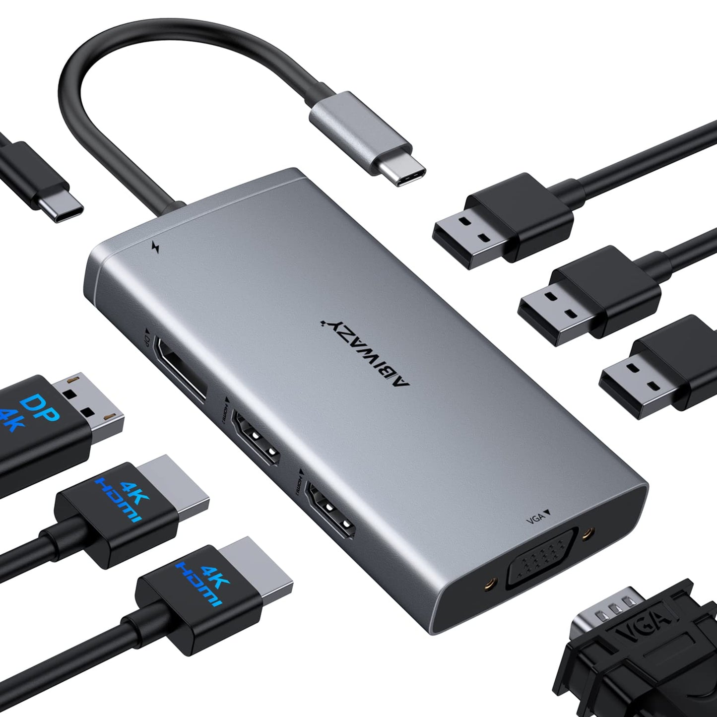 USB C Docking Station Dual Monitor Computer Multiple Monitor Hub Adapter