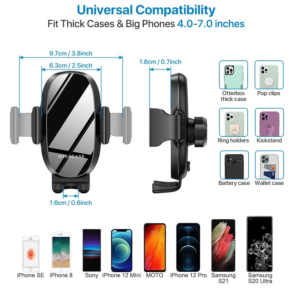 Miracase Cup Phone Holder for Car, [Upgraded Version] Adjustable Long Neck Car Cup Holder Phone Mount Cradle Friendly Compatible with iPhone Samsung Google and All Smartphones, Light Blue