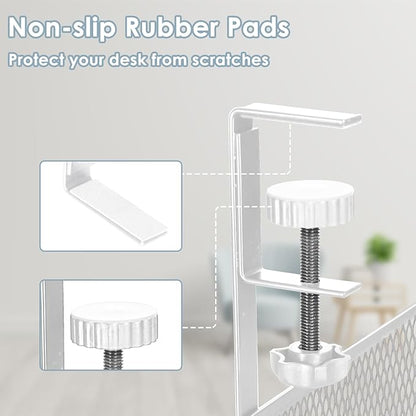 Under Desk Cable Management Tray, Cable Management Under Desk No Drill, Wire Management Tray with Clamp, Cord Organizer for Home Office, White