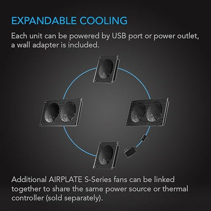 AC Infinity AIRPLATE S2, Quiet Cooling Blower Fan System 6" with Speed Control, for Home Theater AV Cabinets