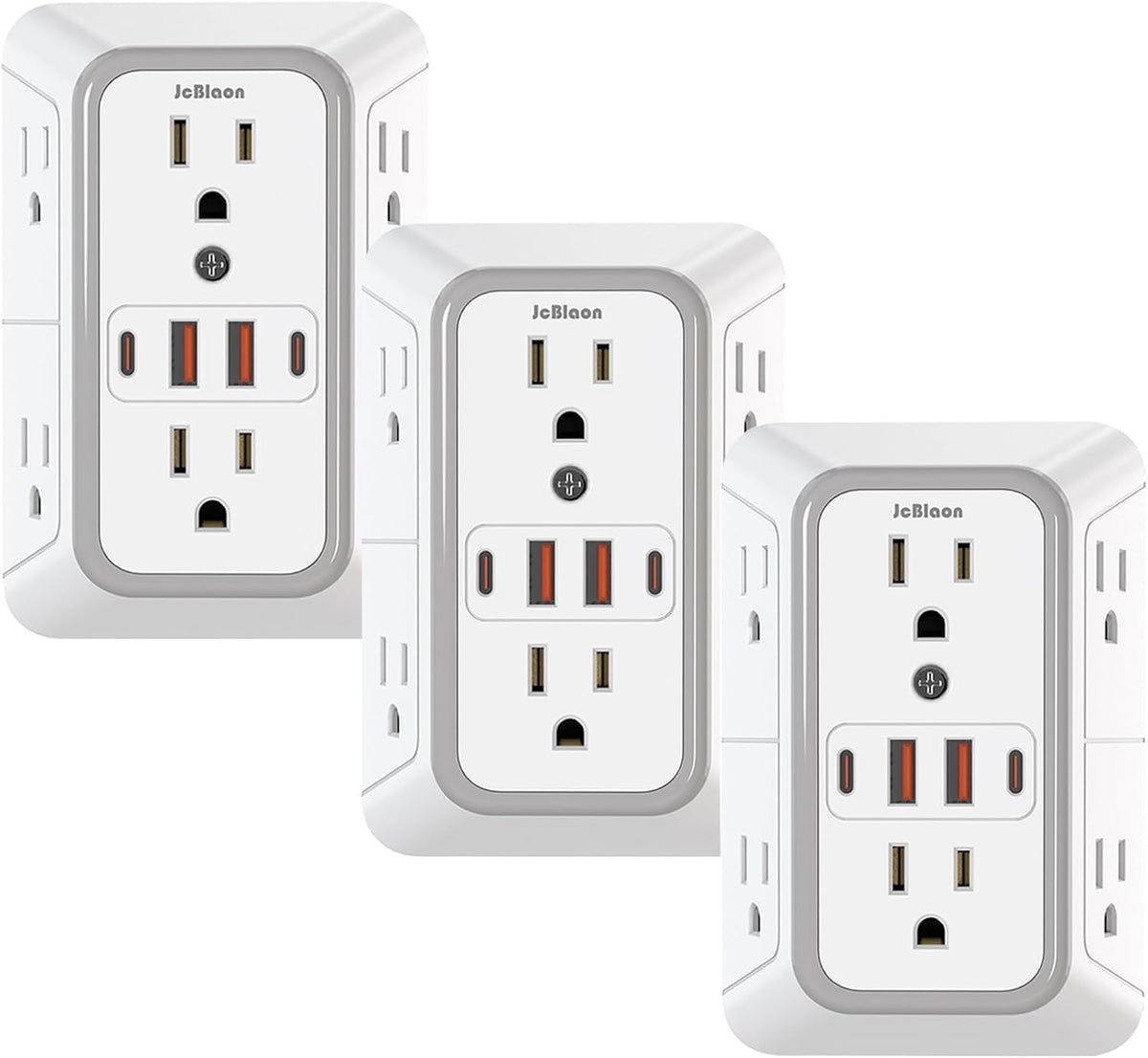 Wall Outlet Extender with Night Light, Power Plug Adapter Multi Plug Outlet Surge Protector with 4 USB Charging Ports (2 USB C), Adapter Spaced Outlets for Home Travel Office-ETL