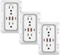 Wall Outlet Extender with Night Light, Power Plug Adapter Multi Plug Outlet Surge Protector with 4 USB Charging Ports (2 USB C), Adapter Spaced Outlets for Home Travel Office-ETL