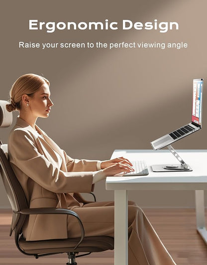 Laptop Stand for Desk 360° Flexible Rotating, Ergonomic Adjustable Laptop Riser Holder with Dual-bar Support, Portable Computer Notebook Stand for MacBook Air Pro, Dell XPS, HP (10-16")